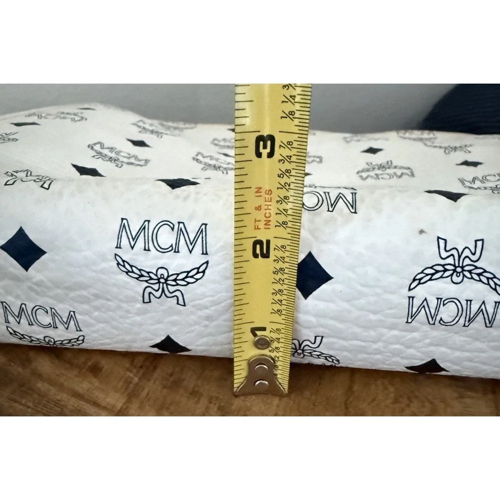 VTG MCM Visetos WHITE Pouch Clutch Cosmetic Toiletry Bag